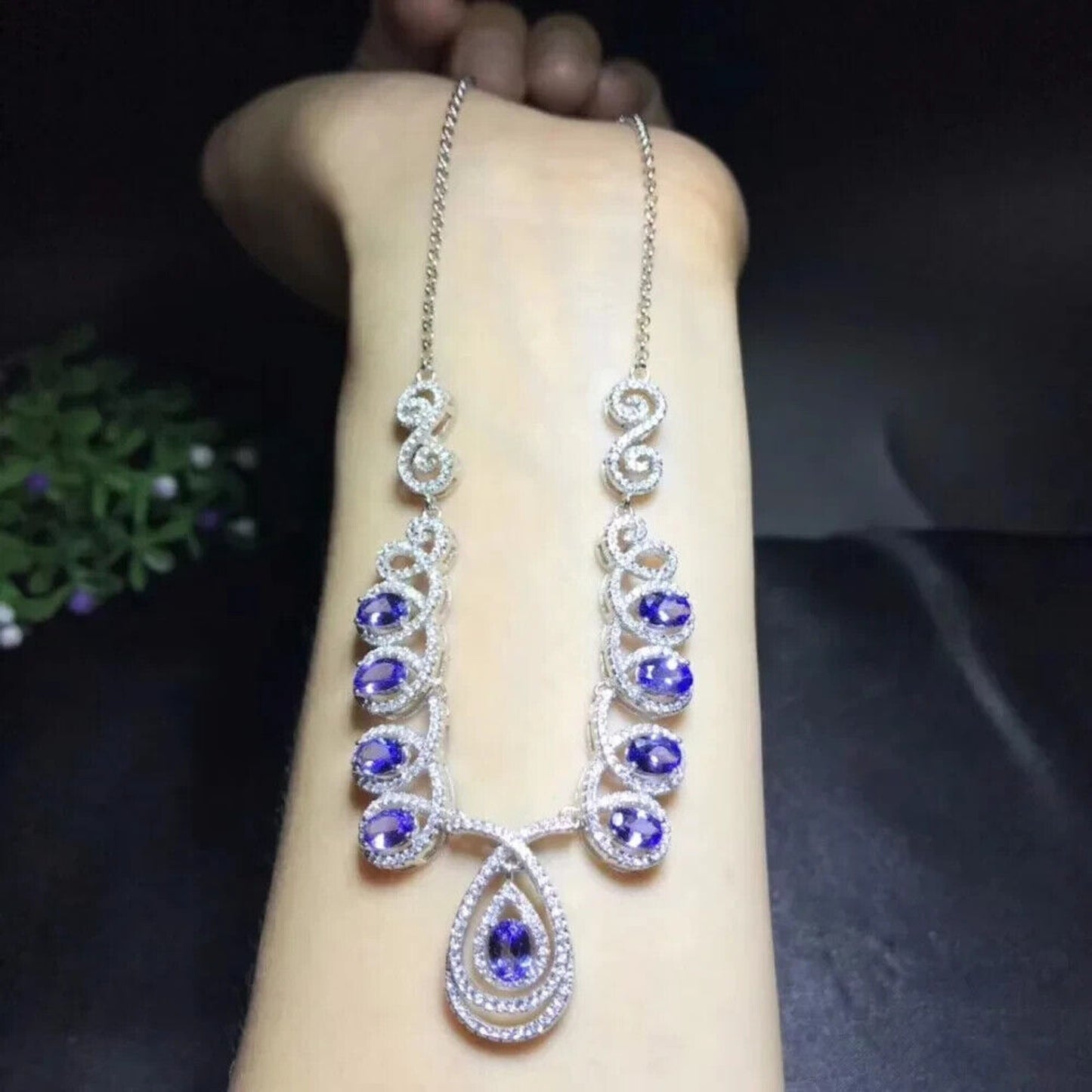 Tanzanite Necklace, Natural Tanzanite, Purple Tanzanite, Authentic Purple Tanzanite, Genuine Purple Tanzanite, Natural Tanzanite Jewelry, Tanzanite Statement Necklace, Tanzanite Pendant Necklace, Tanzanite Charm Necklace, Sterling Silver Tanzanite Necklace, Tanzanite Jewelry For Women