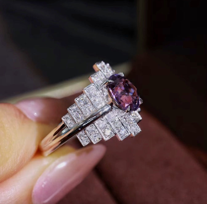 1.62Ct Purple Sapphire & Diamond Cluster Ring 18K White Gold, Sapphire Engagement Ring, Purple Sapphire Diamond Ring, Natural Sapphire & Diamond Ring, Pink Sapphire and Diamond Ring, 18k White Gold Sapphire Ring, Women’s Sapphire Diamond Ring’s, Natural Purple Sapphire Ring, Purple Sapphire Jewelry, Purple Sapphire Ring’s For Women, Solid Gold Sapphire Ring, 18k Gold Purple Sapphire Ring, Sapphire Wedding Ring 18k Gold, Purple Sapphire Wedding Ring 18k Gold