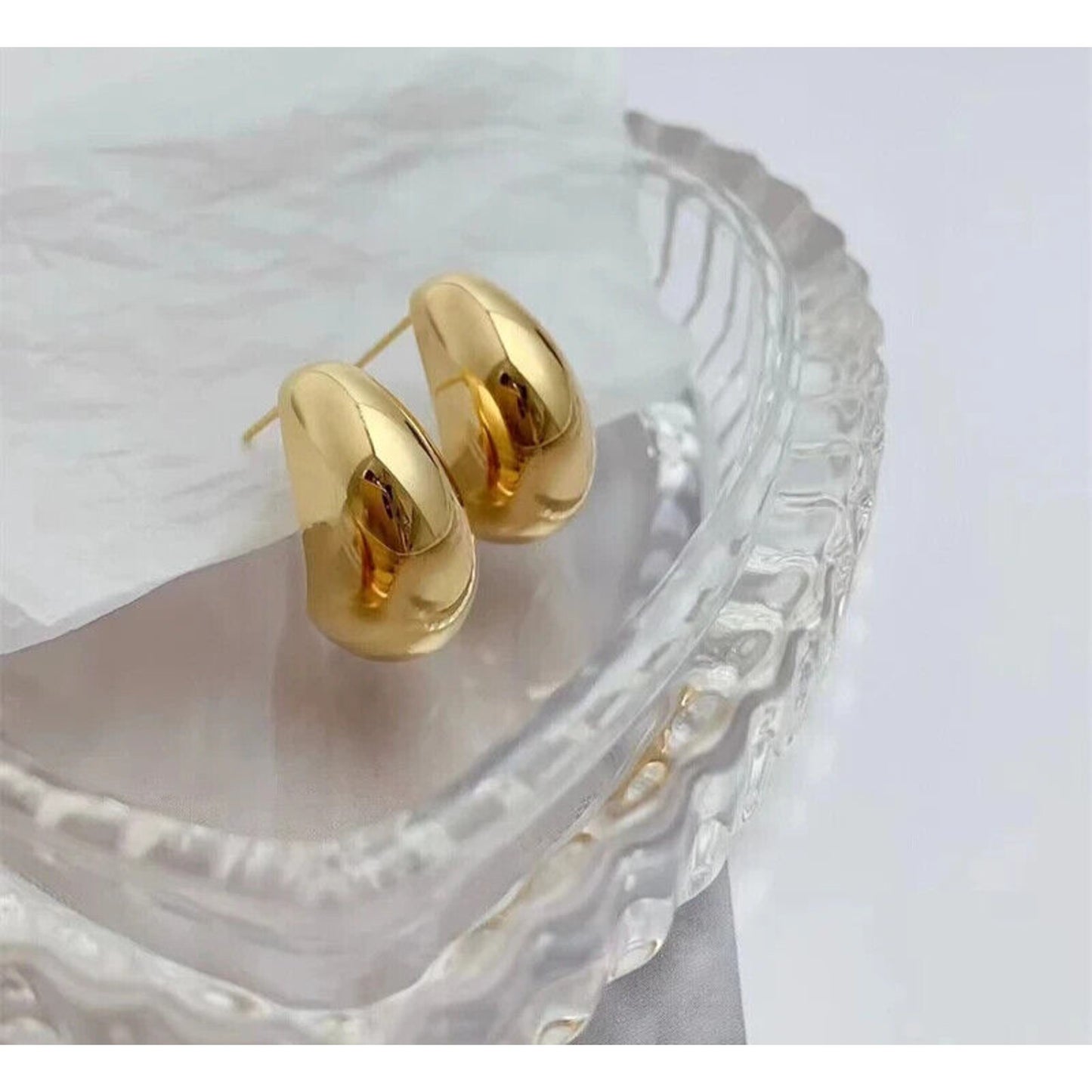 18k Yellow Gold Half Hoop Earrings, 18k Solid Yellow Gold Earrings Au750