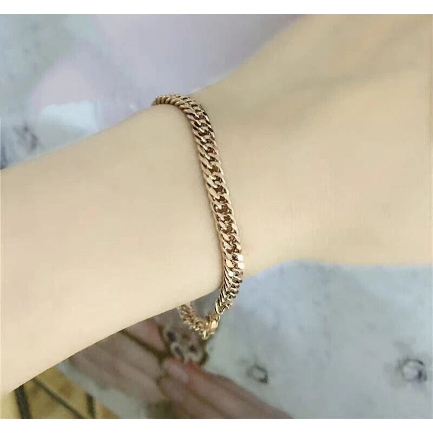 18k Gold Cuban Link Bracelet for Men or Women, 18k Gold Cuban Chain Bracelet