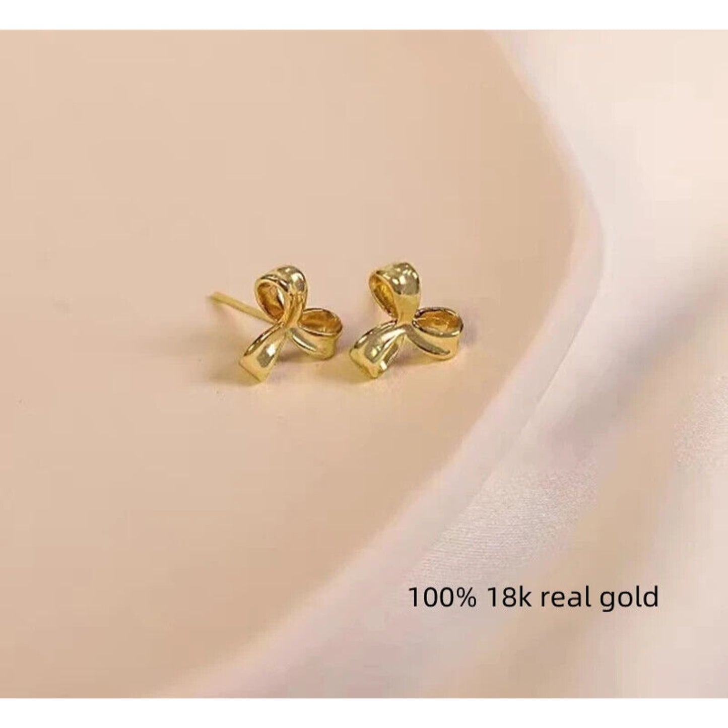 18k Gold Flower Stud Earrings, Solid Yellow Gold Flower Stud Earrings AU750