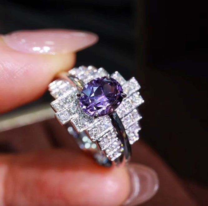 1.62Ct Purple Sapphire & Diamond Cluster Ring 18K White Gold, Sapphire Engagement Ring, Purple Sapphire Diamond Ring, Natural Sapphire & Diamond Ring, Pink Sapphire and Diamond Ring, 18k White Gold Sapphire Ring, Women’s Sapphire Diamond Ring’s, Natural Purple Sapphire Ring, Purple Sapphire Jewelry, Purple Sapphire Ring’s For Women, Solid Gold Sapphire Ring, 18k Gold Purple Sapphire Ring, Sapphire Wedding Ring 18k Gold, Purple Sapphire Wedding Ring 18k Gold