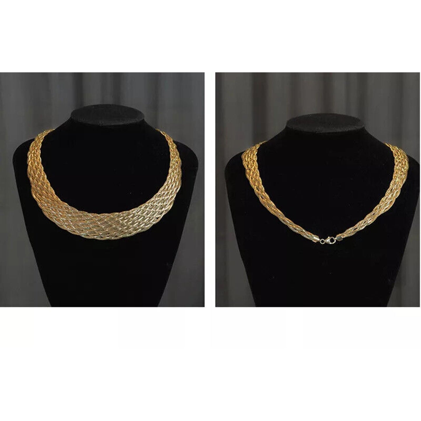 18k Gold Italian Woven Lace Jewelry, 18k Gold Woven Necklace, Woven Bracelet 18k