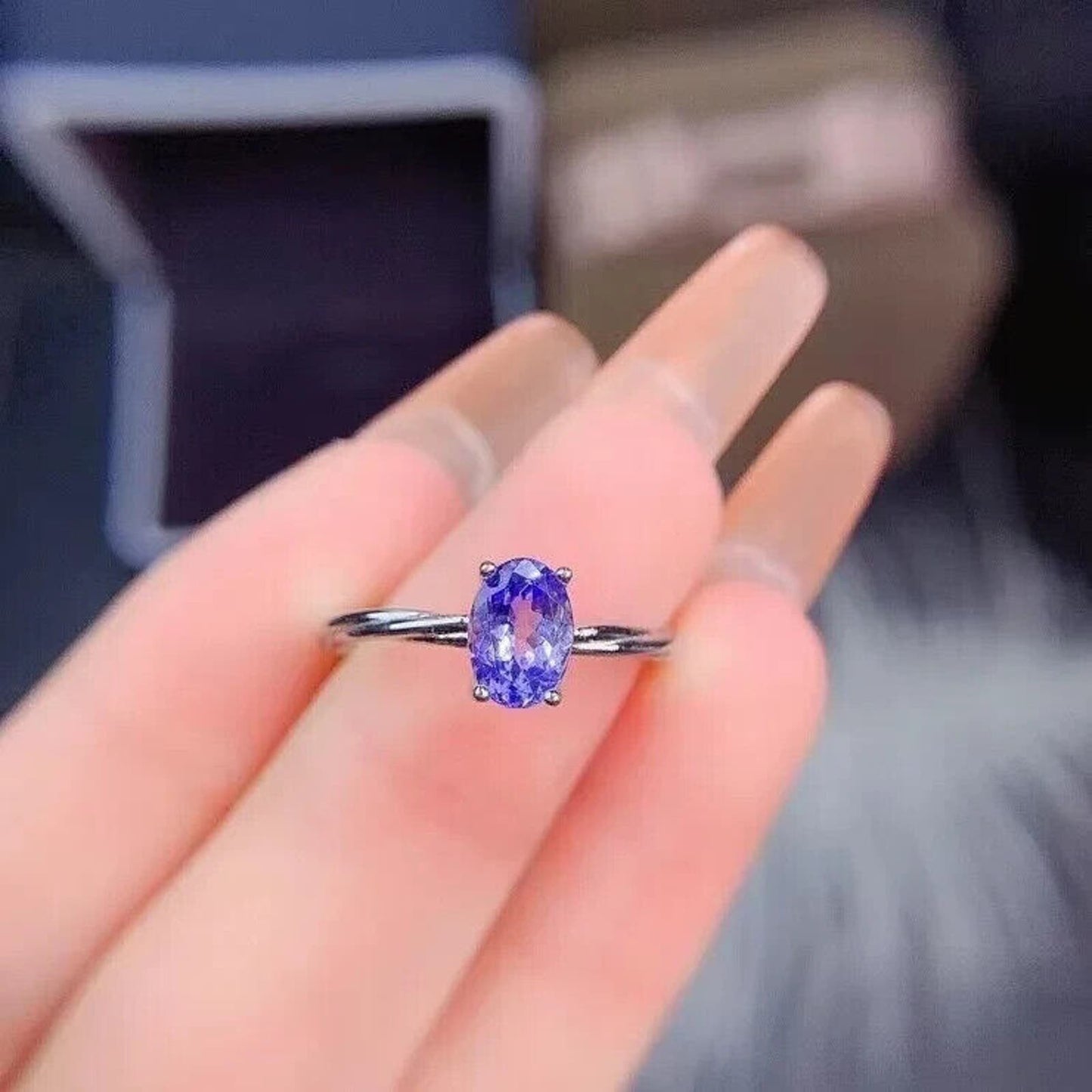 Purple Tanzanite Cocktail Ring 5x7mm VVS1