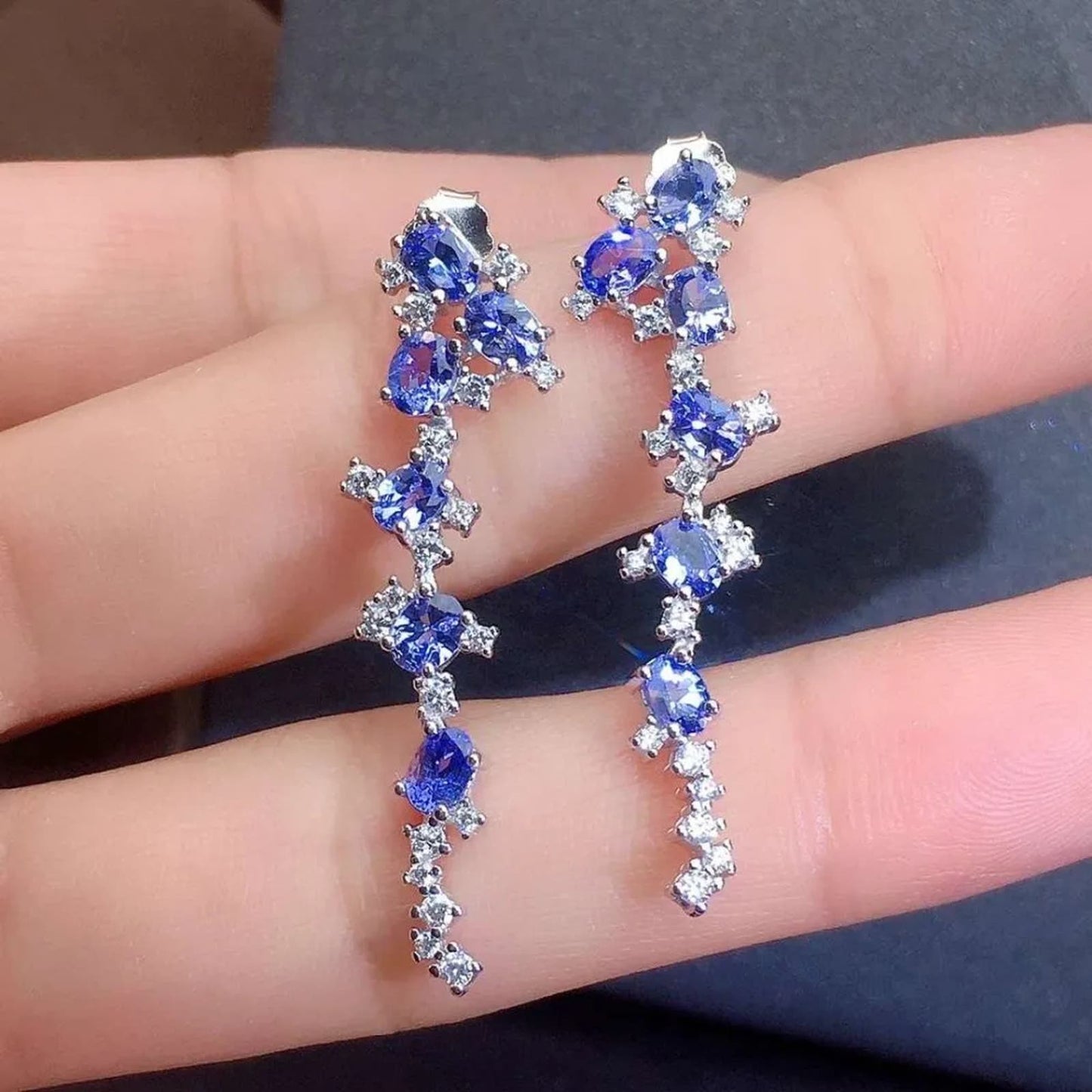 Tanzanite Statement Dangle Earrings 3x4mm