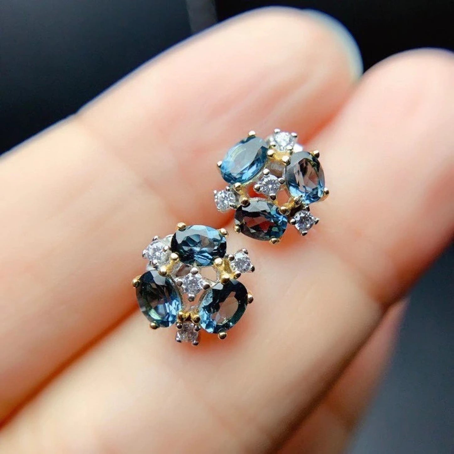 London Blue Topaz Cluster Stud Earrings, Women's London Blue Topaz Earrings, London Blue Topaz Jewelry, Natural London Blue Topaz Gemstone Jewelry Set, Women's London Blue Topaz Earrings, London Blue Topaz Ring, London Blue Topaz Stud Earrings, London Blue Topaz Earrings, Women's London Blue Topaz Jewelry, Sterling Silver London Blue Topaz Jewelry, December Birthstone London Blue Topaz, London Blue Topaz Spiritual Meaning, London Blue Topaz, London Blue Topaz Gemstone Jewelry