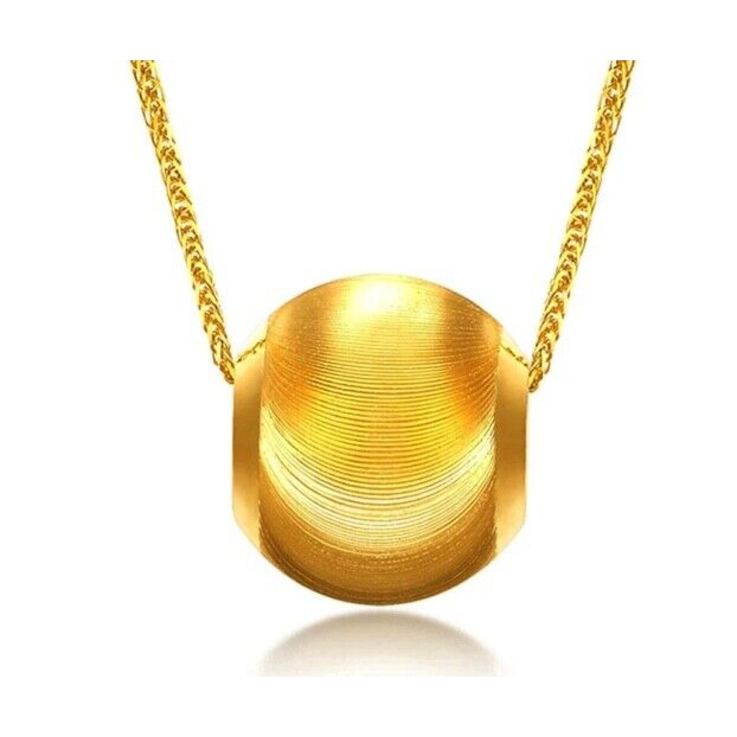 18k Gold Lucky Bead Pendant Necklace, 18k Gold Shiny Bead Necklace Au750