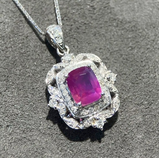 1.68Ct Natural Purple Sapphire & Diamond Pendant Necklace 18k White Gold, Purple Sapphire Necklace, Purple Sapphire Pendant Necklace, Natural Sapphire, Natural Purple Sapphire, Natural Sapphire Pendant, Natural Sapphire Necklace, 18k White Gold, 18k Gold, Gold Sapphire Pendant, Pink Sapphire, Pink Sapphire Pendant, Genuine Sapphire, Sapphire Necklace, Natural Diamond, Diamond Gemstone Pendant, Gemstone Diamond Pendant, Sapphire Jewelry, Natural Sapphire Jewelry, Purple Sapphire Jewelry, Sapphire Jewelry