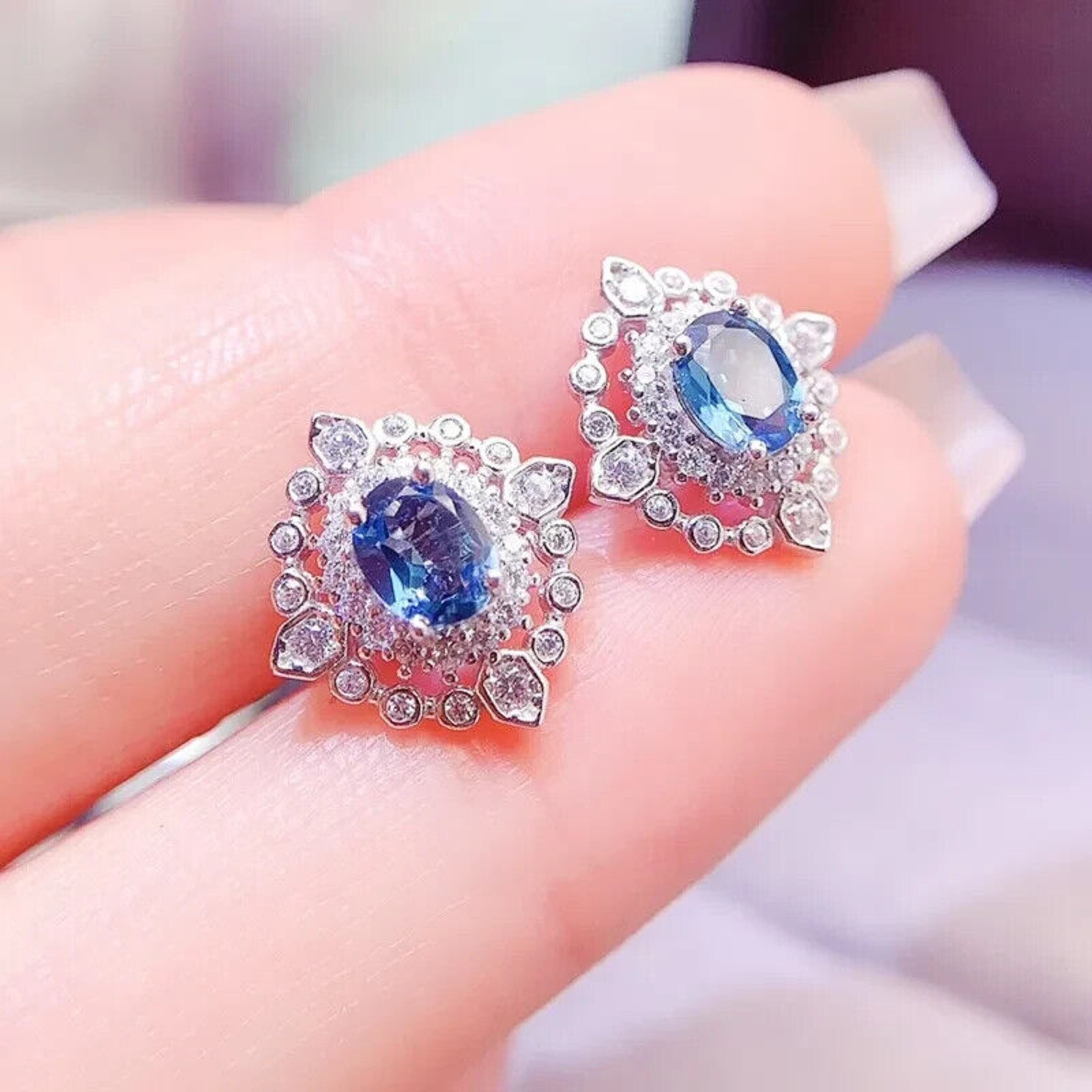 London Blue Topaz Cluster Stud Earrings, Women's London Blue Topaz Earrings, London Blue Topaz Cluster Stud Earrings, Women's London Blue Topaz Earrings, London Blue Topaz Jewelry, Natural London Blue Topaz Gemstone Jewelry Set, Women's London Blue Topaz Earrings, London Blue Topaz Ring, London Blue Topaz Stud Earrings, London Blue Topaz Earrings, Women's London Blue Topaz Jewelry, Sterling Silver London Blue Topaz Jewelry, December Birthstone London Blue Topaz, London Blue Topaz Spiritual Meaning