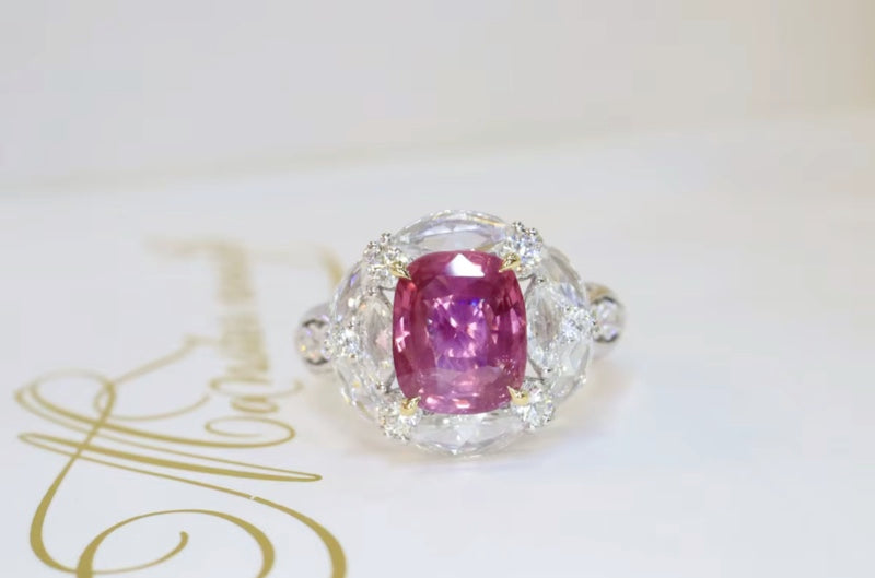 3.04Ct Pink Sapphire & Diamond Engagement Ring 18K White Gold, Pink Sapphire Ring, Padparadscha Sapphire, Padparadscha Sapphire Wedding Ring, Padparadscha Sapphire Engagement Ring, Padparadscha Sapphire & Diamond Ring, Padparadscha Sapphire and Diamond Wedding Ring, Natural Padparadscha Sapphire Ring, Padparadscha Sapphire Jewelry, 18k Gold Padparadscha Sapphire Ring, Women's Pink Padparadscha Sapphire Ring, White Gold Padparadscha Sapphire Ring