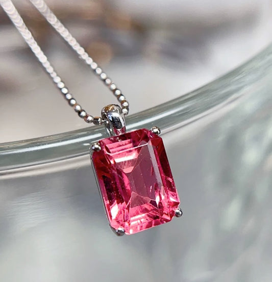 1.6Ct Pink Tourmaline Pendant Necklace 18k White Gold, Natural Pink Tourmaline Pendant Necklace, Pink Tourmaline Pendant, Pink Tourmaline Necklace, Pink Tourmaline, Natural Pink Tourmaline, Tourmaline, Brazilian Tourmaline, Natural Tourmaline, Pendant Necklace, 18k Rose Gold, 18k Gold, Natural Tourmaline Pendant Necklace, Emerald Cut Tourmaline, Tourmaline Jewelry For Women, Natural Tourmaline Jewelry, 18k Gold Tourmaline Necklace, Pink Tourmaline Necklace