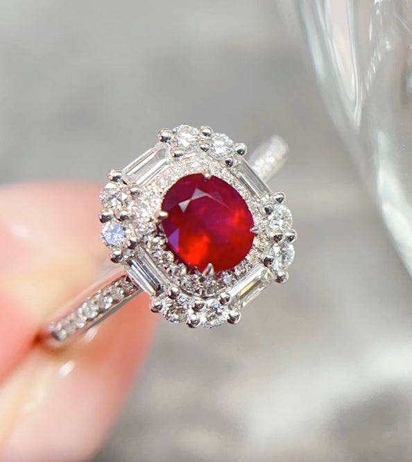 0.7Ct Ruby and Diamond Engagement Ring 18K White Gold, Ruby & Diamond Ring, Ruby and Diamond Ring, Ruby Engagement Ring, 18k White Gold Ruby Ring, 18k White Gold Ruby Diamond Ring, Ruby Diamond Ring, Ruby Engagement Ring, Natural Ruby Ring, Anniversary Gift Ruby Ring with Diamonds, Ruby Ring Decorate with Diamonds, Natural Ruby Ring with Diamonds, 18k Gold Ruby Ring, Genuine Ruby Ring 18k Gold