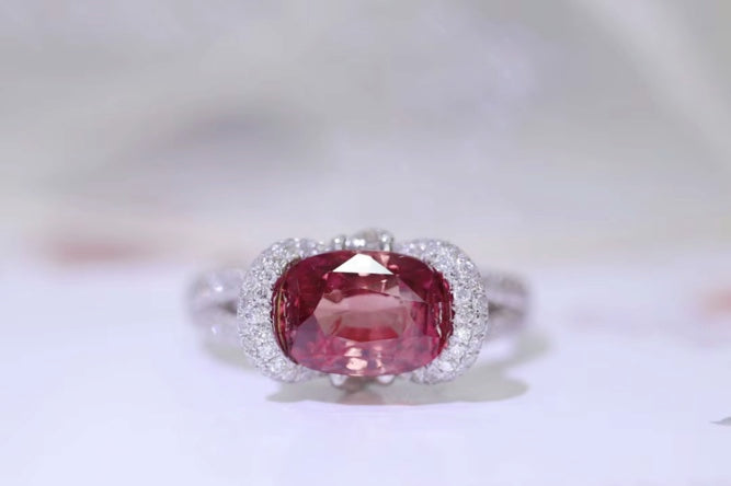 3.42Ct Natural Pink Padparadscha Sapphire & Diamond Ring 18K White Gold, Pink Sapphire Ring, Padparadscha Sapphire, Padparadscha Sapphire Wedding Ring, Padparadscha Sapphire Engagement Ring, Padparadscha Sapphire & Diamond Ring, Padparadscha Sapphire and Diamond Wedding Ring, Natural Padparadscha Sapphire Ring, Padparadscha Sapphire Jewelry, 18k Gold Padparadscha Sapphire Ring, Women's Pink Padparadscha Sapphire Ring, White Gold Padparadscha Sapphire Ring