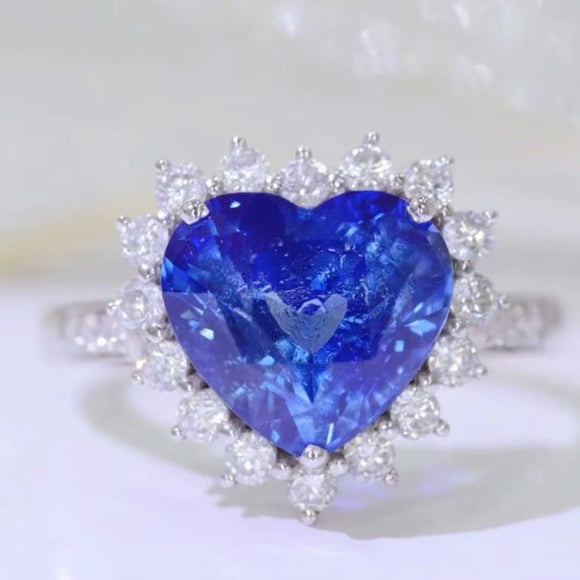 3.02Ct Blue Sapphire and Diamond Heart Ring 18k White Gold, Sapphire Engagement Ring, Sapphire Wedding Ring, Bright Blue Sapphire Ring, Sapphire & Diamond Ring, Sapphire and Diamond Ring, Sapphire Ring 18k Gold, 18k White Gold Sapphire Diamond Ring, Blue Cornflower Sapphire Ring, Cornflower Sapphire, VVS1 Cornflower Sapphire Ring, Cornflower Sapphire Engagement Ring, Bright Blue Sapphire Engagement Ring 18k Gold, 18k Gold Sapphire Ring, 18k Gold Sapphire & Diamond Ring, Natural Sapphire & Diamond Ring