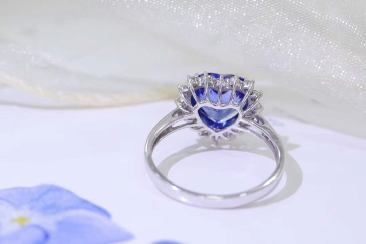 3.02Ct Blue Sapphire and Diamond Heart Ring 18k White Gold, Sapphire Engagement Ring, Sapphire Wedding Ring, Bright Blue Sapphire Ring, Sapphire & Diamond Ring, Sapphire and Diamond Ring, Sapphire Ring 18k Gold, 18k White Gold Sapphire Diamond Ring, Blue Cornflower Sapphire Ring, Cornflower Sapphire, VVS1 Cornflower Sapphire Ring, Cornflower Sapphire Engagement Ring, Bright Blue Sapphire Engagement Ring 18k Gold, 18k Gold Sapphire Ring, 18k Gold Sapphire & Diamond Ring, Natural Sapphire & Diamond Ring