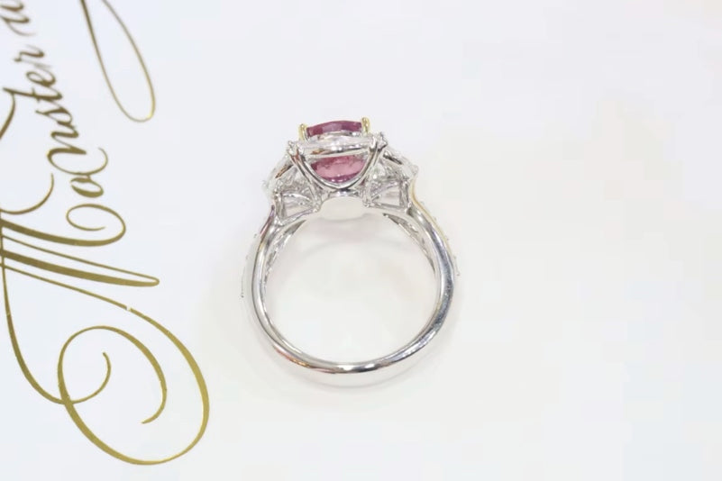 3.04Ct Pink Sapphire & Diamond Engagement Ring 18K White Gold, Pink Sapphire Ring, Padparadscha Sapphire, Padparadscha Sapphire Wedding Ring, Padparadscha Sapphire Engagement Ring, Padparadscha Sapphire & Diamond Ring, Padparadscha Sapphire and Diamond Wedding Ring, Natural Padparadscha Sapphire Ring, Padparadscha Sapphire Jewelry, 18k Gold Padparadscha Sapphire Ring, Women's Pink Padparadscha Sapphire Ring, White Gold Padparadscha Sapphire Ring