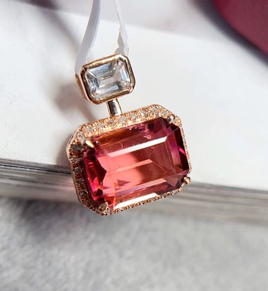 2Ct Natural Pink Tourmaline Pendant Necklace 18k Rose Gold, Natural Pink Tourmaline Pendant Necklace, Pink Tourmaline Pendant, Pink Tourmaline Necklace, Pink Tourmaline, Natural Pink Tourmaline, Tourmaline, Brazilian Tourmaline, Natural Tourmaline, Pendant Necklace, 18k Rose Gold, 18k Gold, Natural Tourmaline Pendant Necklace, Emerald Cut Tourmaline, Tourmaline Jewelry For Women, Natural Tourmaline Jewelry, 18k Gold Tourmaline Necklace, Pink Tourmaline Necklace