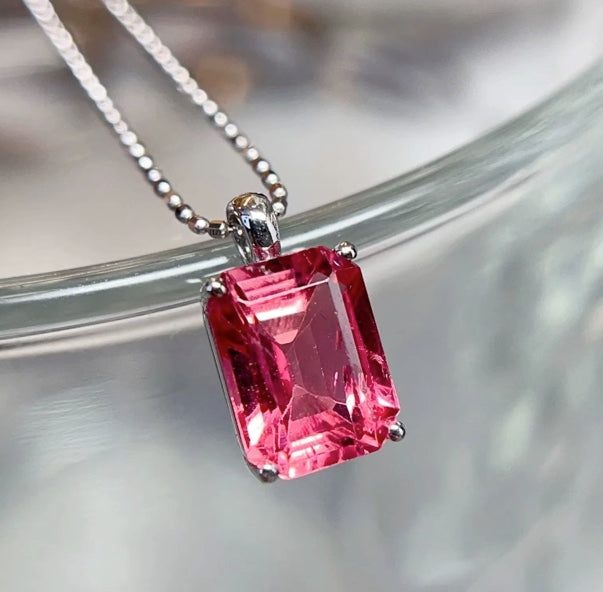 1.6Ct Pink Tourmaline Pendant Necklace 18k White Gold, Natural Pink Tourmaline Pendant Necklace, Pink Tourmaline Pendant, Pink Tourmaline Necklace, Pink Tourmaline, Natural Pink Tourmaline, Tourmaline, Brazilian Tourmaline, Natural Tourmaline, Pendant Necklace, 18k Rose Gold, 18k Gold, Natural Tourmaline Pendant Necklace, Emerald Cut Tourmaline, Tourmaline Jewelry For Women, Natural Tourmaline Jewelry, 18k Gold Tourmaline Necklace, Pink Tourmaline Necklace