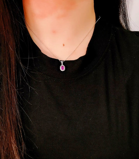 0.74Ct Pink Padparadscha Sapphire Pendant Necklace 18K White Gold, Pink Sapphire & Diamond Pendant Necklace 18K White Gold, Pink Sapphire, Pink Sapphire Necklace, Pink Sapphire Pendant Necklace, Sapphire Necklace, Sapphire Pendant Necklace, White Gold Sapphire Pendant, White Gold Sapphire Necklace, Natural Sapphire, Natural Sapphire Pendant, Natural Pink Sapphire, Pink Sapphire, Pink Sapphire & Diamond, Sapphire & Diamond, Sapphire & Diamond Pendant, Natural Diamond and Sapphire, Sapphire Diamond Pendant