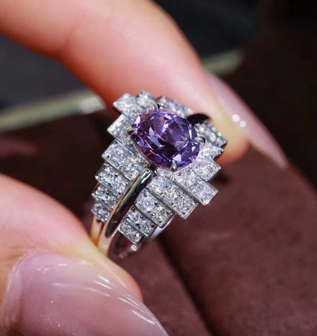 1.62Ct Purple Sapphire & Diamond Cluster Ring 18K White Gold, Sapphire Engagement Ring, Purple Sapphire Diamond Ring, Natural Sapphire & Diamond Ring, Pink Sapphire and Diamond Ring, 18k White Gold Sapphire Ring, Women’s Sapphire Diamond Ring’s, Natural Purple Sapphire Ring, Purple Sapphire Jewelry, Purple Sapphire Ring’s For Women, Solid Gold Sapphire Ring, 18k Gold Purple Sapphire Ring, Sapphire Wedding Ring 18k Gold, Purple Sapphire Wedding Ring 18k Gold