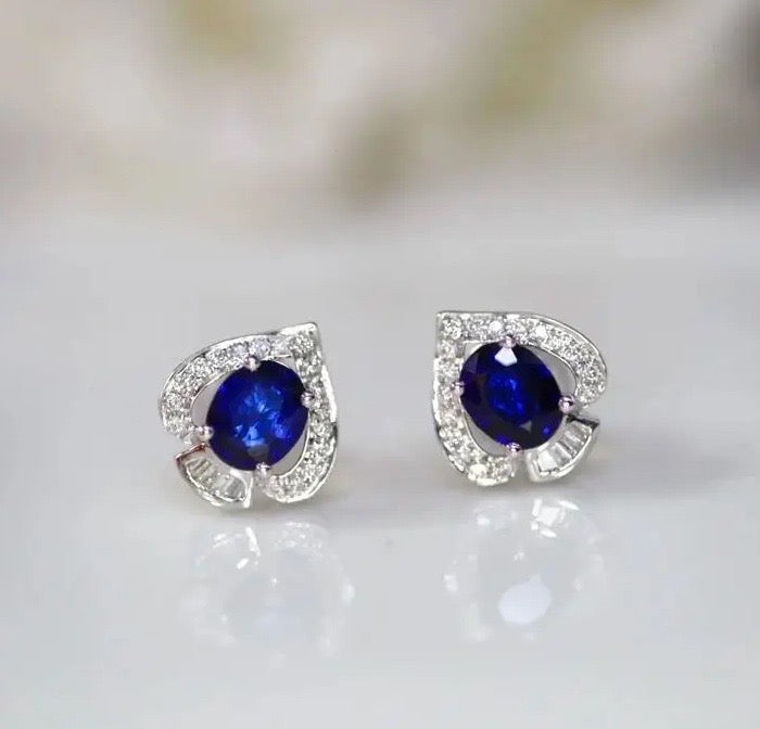 Blue Sapphire Stud Earrings 18k White Gold, White Gold Sapphire Stud Earrings, natural Blue Sapphire Stud Earrings, Sapphire Stud Earrings, Genuine Sapphire Stud Earrings, Natural Sapphire Stud Earrings, 18k White Gold Sapphire Stud Earrings, Blue Sapphire Stud Earrings, Sapphire Studs, 18k White Gold Sapphire Earrings