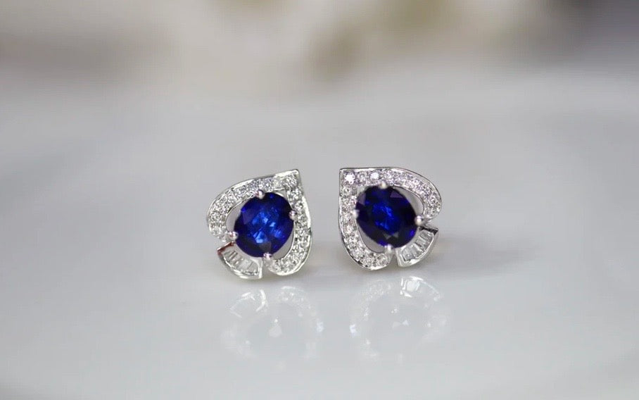 Blue Sapphire Stud Earrings 18k White Gold, White Gold Sapphire Stud Earrings, natural Blue Sapphire Stud Earrings, Sapphire Stud Earrings, Genuine Sapphire Stud Earrings, Natural Sapphire Stud Earrings, 18k White Gold Sapphire Stud Earrings, Blue Sapphire Stud Earrings, Sapphire Studs, 18k White Gold Sapphire Earrings