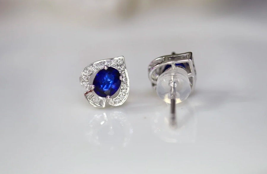 Blue Sapphire Stud Earrings 18k White Gold, White Gold Sapphire Stud Earrings, natural Blue Sapphire Stud Earrings, Sapphire Stud Earrings, Genuine Sapphire Stud Earrings, Natural Sapphire Stud Earrings, 18k White Gold Sapphire Stud Earrings, Blue Sapphire Stud Earrings, Sapphire Studs, 18k White Gold Sapphire Earrings