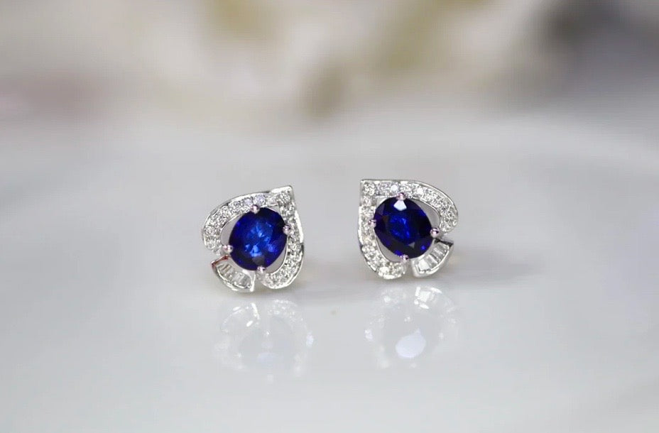 Blue Sapphire Stud Earrings 18k White Gold, White Gold Sapphire Stud Earrings, natural Blue Sapphire Stud Earrings, Sapphire Stud Earrings, Genuine Sapphire Stud Earrings, Natural Sapphire Stud Earrings, 18k White Gold Sapphire Stud Earrings, Blue Sapphire Stud Earrings, Sapphire Studs, 18k White Gold Sapphire Earrings