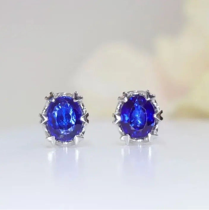 Royal Blue Sapphire Stud Earrings 18k White Gold, White Gold Sapphire Stud Earrings, Natural Blue Sapphire Stud Earrings, Sapphire Stud Earrings, Genuine Sapphire Stud Earrings, Natural Sapphire Stud Earrings, 18k White Gold Sapphire Stud Earrings, Blue Sapphire Stud Earrings, Sapphire Studs, 18k White Gold Sapphire Earrings, Solitaire Sapphire Stud Earrings, Sapphire Stud Earrings Solitaire Style