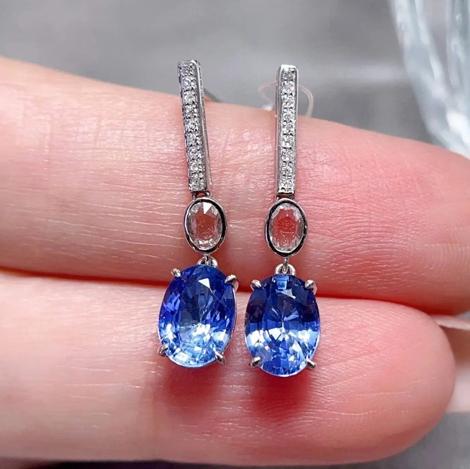 Blue Sapphire & Diamond Earrings 18K White Gold, Natural Blue Sapphire & Diamond Dangle Earrings, Blue Sapphire Earrings, Natural Sapphire Stud Earrings, Sapphire Earrings 18k White Gold, Sapphire Diamond Earrings, Diamond & Sapphire Earrings, Natural Diamond and Sapphire Earrings, Natural Sapphire and Diamond Earrings, Natural Sapphire & Diamond Earrings, Genuine Blue Sapphire, Natural Blue Sapphire, Diamond Earrings with Sapphire Solid Gold Sapphire Earrings