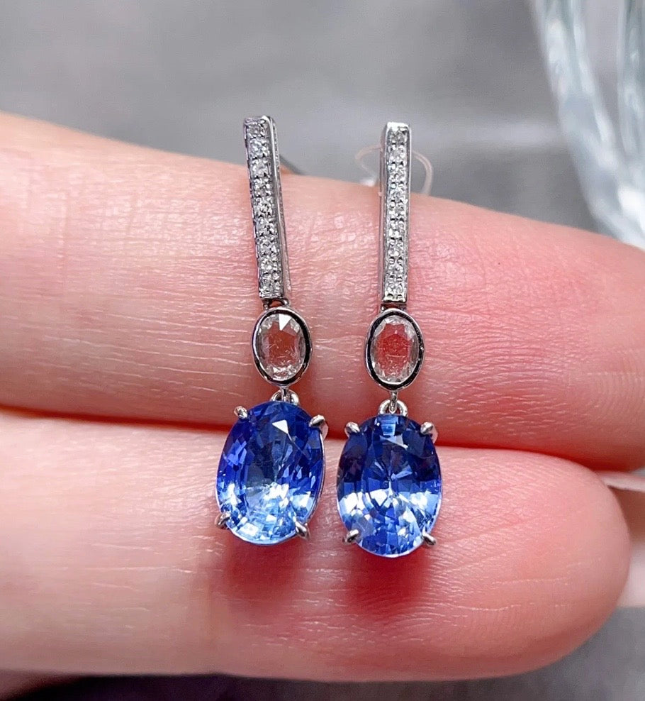 Blue Sapphire & Diamond Earrings 18K White Gold, Natural Blue Sapphire & Diamond Dangle Earrings, Blue Sapphire Earrings, Natural Sapphire Stud Earrings, Sapphire Earrings 18k White Gold, Sapphire Diamond Earrings, Diamond & Sapphire Earrings, Natural Diamond and Sapphire Earrings, Natural Sapphire and Diamond Earrings, Natural Sapphire & Diamond Earrings, Genuine Blue Sapphire, Natural Blue Sapphire, Diamond Earrings with Sapphire Solid Gold Sapphire Earrings