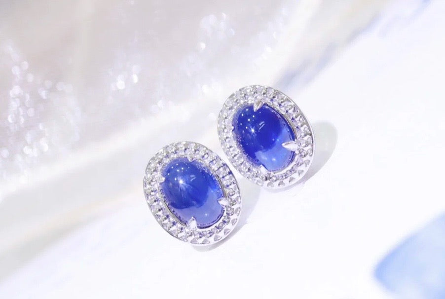 Blue Sapphire & Diamond Stud Earrings 18K White Gold, Natural Blue Sapphire & Diamond Stud Earrings, Blue Sapphire Earrings, Natural Sapphire Stud Earrings, Sapphire Earrings 18k White Gold, Sapphire Diamond Earrings, Diamond & Sapphire Earrings, Natural Diamond and Sapphire Earrings, Natural Sapphire and Diamond Earrings, Natural Sapphire & Diamond Earrings, Genuine Blue Sapphire, Natural Blue Sapphire, Diamond Earrings with Sapphire Solid Gold Sapphire Earrings