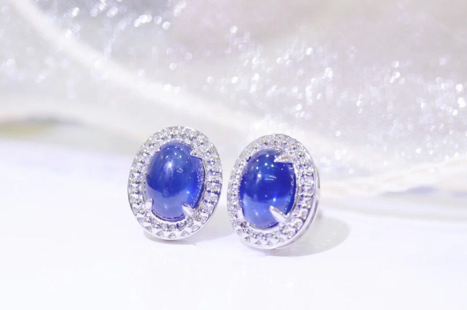 Blue Sapphire & Diamond Stud Earrings 18K White Gold, Natural Blue Sapphire & Diamond Stud Earrings, Blue Sapphire Earrings, Natural Sapphire Stud Earrings, Sapphire Earrings 18k White Gold, Sapphire Diamond Earrings, Diamond & Sapphire Earrings, Natural Diamond and Sapphire Earrings, Natural Sapphire and Diamond Earrings, Natural Sapphire & Diamond Earrings, Genuine Blue Sapphire, Natural Blue Sapphire, Diamond Earrings with Sapphire Solid Gold Sapphire Earrings