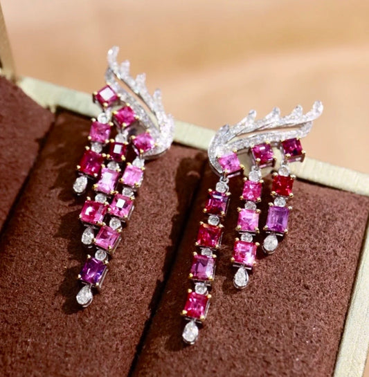 4.35Ct Pink Sapphire & Diamond Cluster Earrings 18K White Gold, Metal: Real 18K Gold, Pink & Purple Sapphire & Diamond Stud Earrings 18K White Gold, Pink Sapphire, Purple Sapphire, Pink Sapphire Stud Earrings, Pink Sapphire Earrings, Purple Sapphire Stud Earrings, Purple Sapphire Stud Earrings, Diamond Earrings, Diamond Stud Earrings, Sapphire Stud Earrings, Sapphire Earrings, Natural Sapphire Earrings, Sapphire & Diamond, Sapphire and Diamond, 18k White Gold, 18k Yellow Gold, 18k Gold Sapphire Earrings