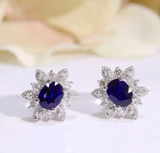 Royal Blue Sapphire & Diamond Earrings 18K White Gold, Blue Sapphire & Diamond Celestial Star Earrings 18K White Gold, Celestial, Celestial Sapphire Earrings, Sapphire Star Earrings, Sapphire Stud Earrings, Blue Sapphire & Diamond Stud Earrings 18K White Gold, Natural Blue Sapphire & Diamond Stud Earrings, Blue Sapphire Earrings, Natural Sapphire Stud Earrings, Sapphire Earrings 18k White Gold, Sapphire Diamond Earrings, Diamond & Sapphire Earrings, Natural Diamond and Sapphire Earrings, Natural Sapphire