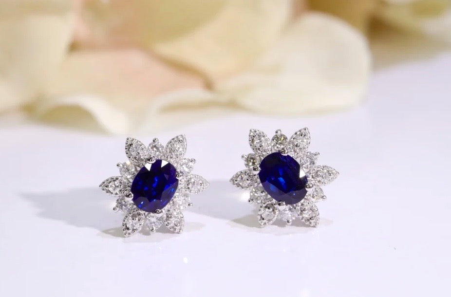 Royal Blue Sapphire & Diamond Earrings 18K White Gold, Blue Sapphire & Diamond Celestial Star Earrings 18K White Gold, Celestial, Celestial Sapphire Earrings, Sapphire Star Earrings, Sapphire Stud Earrings, Blue Sapphire & Diamond Stud Earrings 18K White Gold, Natural Blue Sapphire & Diamond Stud Earrings, Blue Sapphire Earrings, Natural Sapphire Stud Earrings, Sapphire Earrings 18k White Gold, Sapphire Diamond Earrings, Diamond & Sapphire Earrings, Natural Diamond and Sapphire Earrings, Natural Sapphire