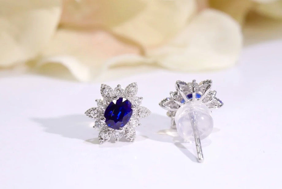 Royal Blue Sapphire & Diamond Earrings 18K White Gold, Blue Sapphire & Diamond Celestial Star Earrings 18K White Gold, Celestial, Celestial Sapphire Earrings, Sapphire Star Earrings, Sapphire Stud Earrings, Blue Sapphire & Diamond Stud Earrings 18K White Gold, Natural Blue Sapphire & Diamond Stud Earrings, Blue Sapphire Earrings, Natural Sapphire Stud Earrings, Sapphire Earrings 18k White Gold, Sapphire Diamond Earrings, Diamond & Sapphire Earrings, Natural Diamond and Sapphire Earrings, Natural Sapphire