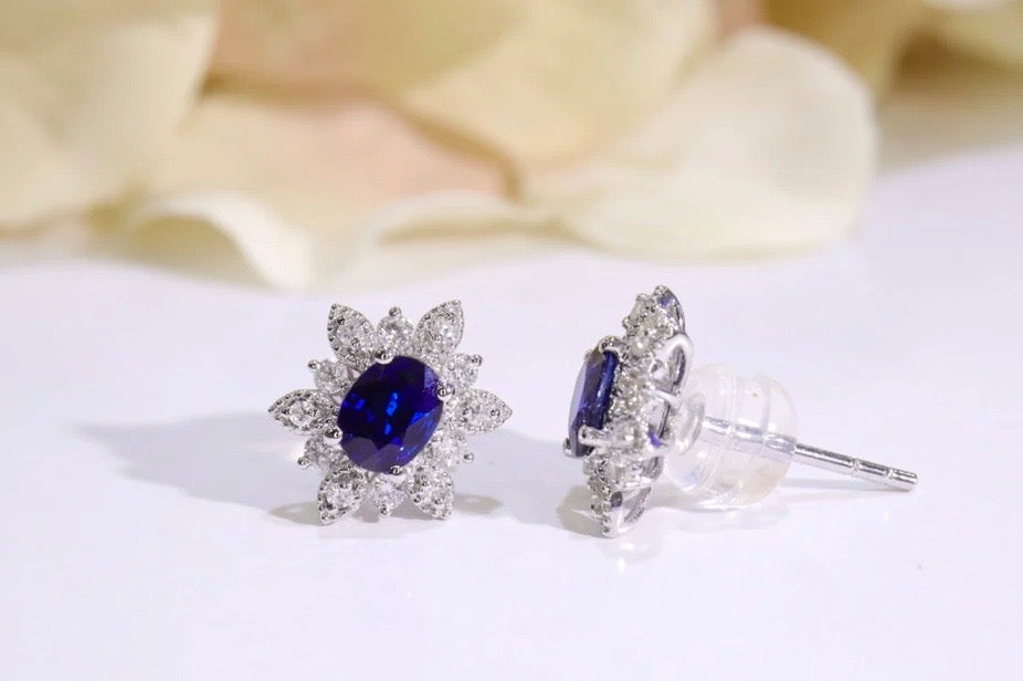 Royal Blue Sapphire & Diamond Earrings 18K White Gold, Blue Sapphire & Diamond Celestial Star Earrings 18K White Gold, Celestial, Celestial Sapphire Earrings, Sapphire Star Earrings, Sapphire Stud Earrings, Blue Sapphire & Diamond Stud Earrings 18K White Gold, Natural Blue Sapphire & Diamond Stud Earrings, Blue Sapphire Earrings, Natural Sapphire Stud Earrings, Sapphire Earrings 18k White Gold, Sapphire Diamond Earrings, Diamond & Sapphire Earrings, Natural Diamond and Sapphire Earrings, Natural Sapphire