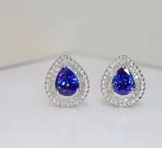 1.18Ct Blue Sapphire Pear Cut Stud Earrings with Natural Diamond 18k White Gold, Pear Cut Sapphire Earrings, Natural Sapphire Earrings, Blue Sapphire & Diamond Earrings 18K White Gold, Blue Sapphire & Diamond Oval Cut Stud Earrings 18K Gold, Oval Cut Sapphire Earrings, Sapphire Stud Earrings, Sapphire Cluster Stud Earrings, White Gold Sapphire Stud Earrings, Blue Sapphire & Diamond Celestial Star Earrings 18K White Gold, Celestial, Celestial Sapphire Earrings, Sapphire Stud Earrings, Celestial Sapphire Stud