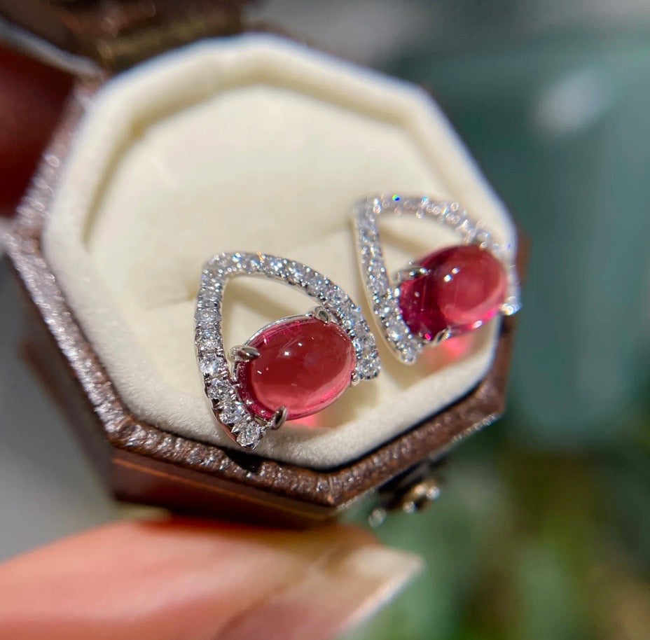 red tourmaline earrings