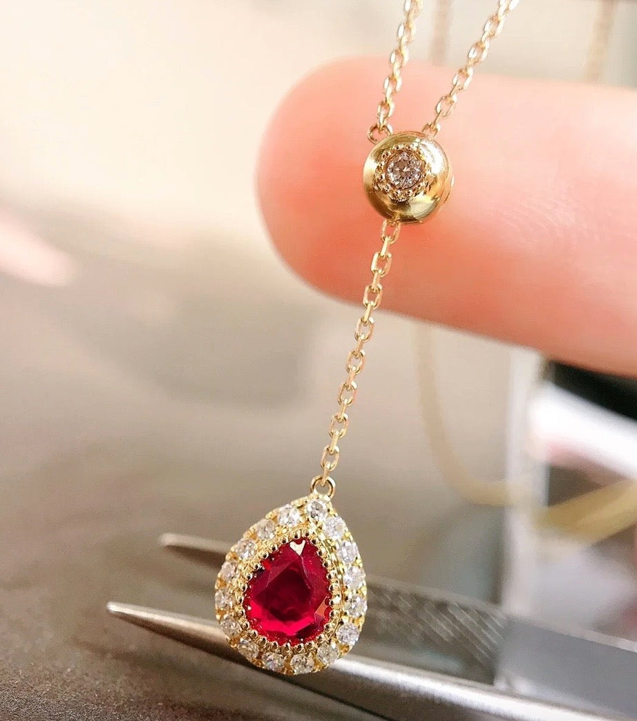 0.40Ct Ruby and Diamond Pendant Necklace Solid 18K Yellow Gold, Dainty Ruby & Diamond Pendant Necklace, Dainty Ruby Necklace, Dainty Ruby Pendant, Natural Ruby, Small Ruby Necklace, Small Ruby Pendant, Ruby and Diamond Pendant Necklace Solid 18K Yellow Gold, Ruby & Diamond Necklace, Ruby and Diamond Necklace, Ruby Pendant Necklace, Natural Ruby Necklace, Genuine Ruby, Burma Ruby, Natural Ruby, Pigeon Blood Ruby, Authentic Ruby Pendant Necklace, Authentic Ruby Necklace, Natural Ruby Necklace