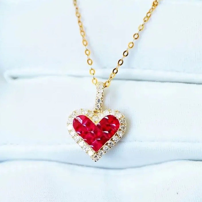 0.75Ct Natural Ruby & Diamond Heart Necklace 18K Yellow Gold Au750 ,Ruby and Diamond Pendant Necklace Solid 18K Yellow Gold, Ruby & Diamond Necklace, Ruby and Diamond Necklace, Ruby Pendant Necklace, Natural Ruby Necklace, Genuine Ruby, Burma Ruby, Natural Ruby, Pigeon Blood Ruby, Authentic Ruby Pendant Necklace, Authentic Ruby Necklace, Natural Ruby Necklace, Women's Ruby Necklace, 18k Yellow Ruby Necklace, July Birthstone Ruby, July Birthstone Ruby Necklace, Anniversary Gift Ruby, Gift For Wife Ruby