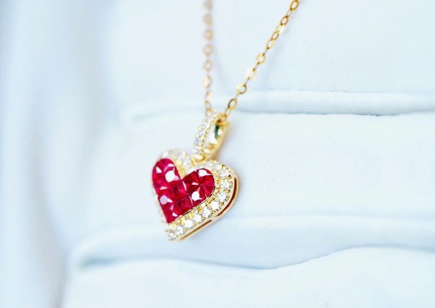 0.75Ct Natural Ruby & Diamond Heart Necklace 18K Yellow Gold Au750 ,Ruby and Diamond Pendant Necklace Solid 18K Yellow Gold, Ruby & Diamond Necklace, Ruby and Diamond Necklace, Ruby Pendant Necklace, Natural Ruby Necklace, Genuine Ruby, Burma Ruby, Natural Ruby, Pigeon Blood Ruby, Authentic Ruby Pendant Necklace, Authentic Ruby Necklace, Natural Ruby Necklace, Women's Ruby Necklace, 18k Yellow Ruby Necklace, July Birthstone Ruby, July Birthstone Ruby Necklace, Anniversary Gift Ruby, Gift For Wife Ruby