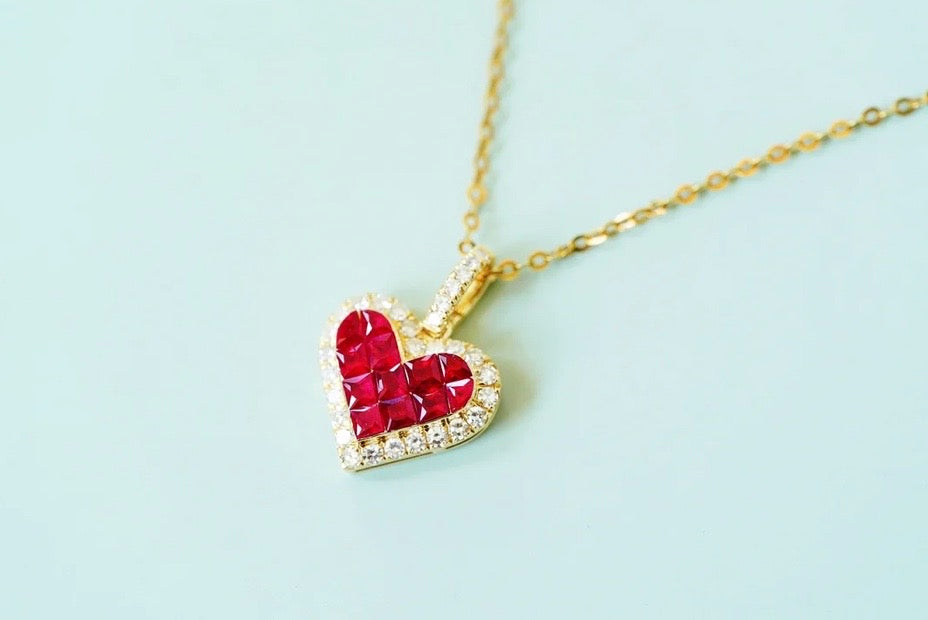 0.75Ct Natural Ruby & Diamond Heart Necklace 18K Yellow Gold Au750 ,Ruby and Diamond Pendant Necklace Solid 18K Yellow Gold, Ruby & Diamond Necklace, Ruby and Diamond Necklace, Ruby Pendant Necklace, Natural Ruby Necklace, Genuine Ruby, Burma Ruby, Natural Ruby, Pigeon Blood Ruby, Authentic Ruby Pendant Necklace, Authentic Ruby Necklace, Natural Ruby Necklace, Women's Ruby Necklace, 18k Yellow Ruby Necklace, July Birthstone Ruby, July Birthstone Ruby Necklace, Anniversary Gift Ruby, Gift For Wife Ruby