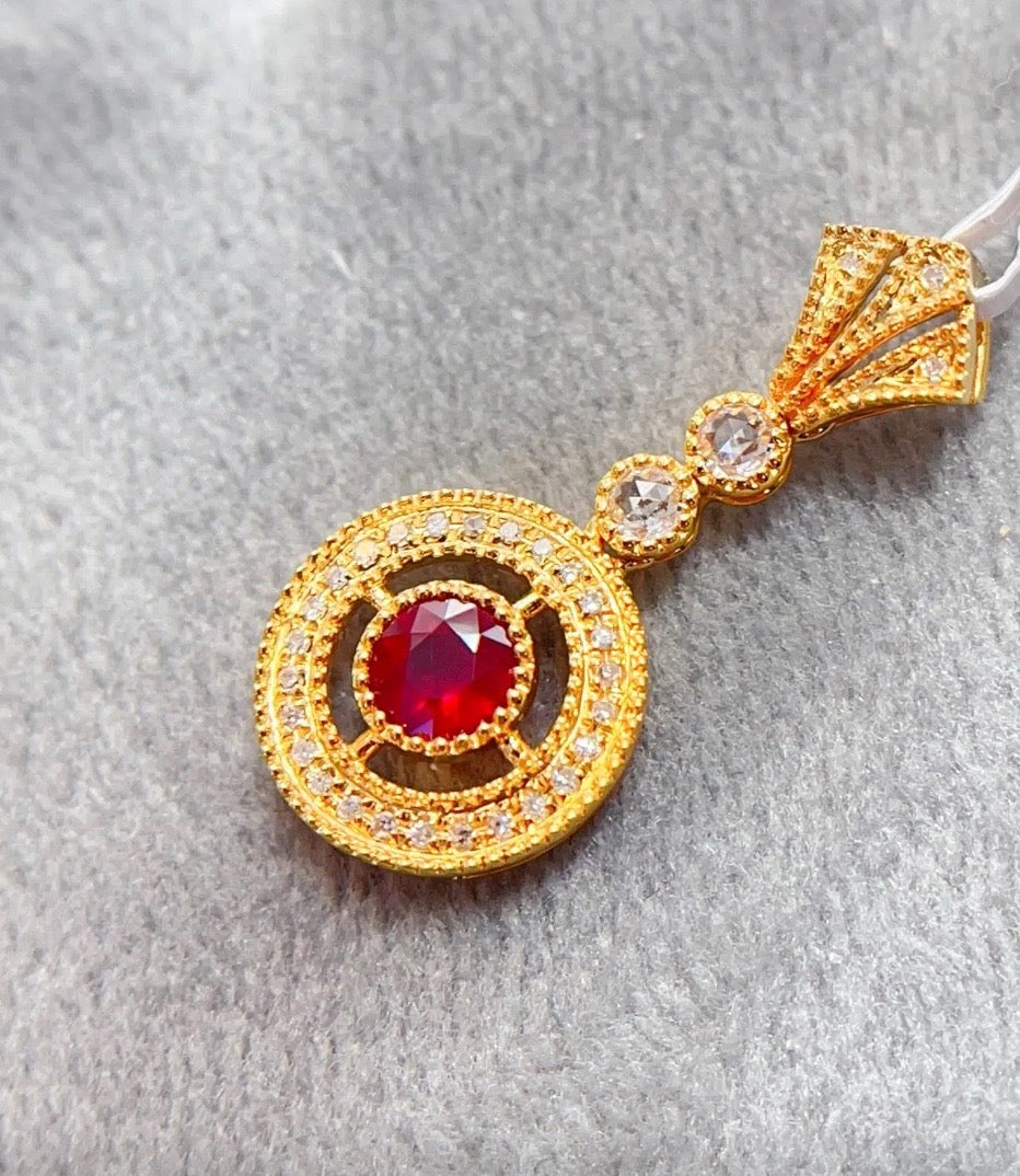 0.35Ct Ruby and Diamond Pendant Necklace Solid 18K Yellow Gold, Dainty Ruby & Diamond Pendant Necklace, Dainty Ruby Necklace, Dainty Ruby Pendant, Natural Ruby, Small Ruby Necklace, Small Ruby Pendant, Ruby and Diamond Pendant Necklace Solid 18K Yellow Gold, Ruby & Diamond Necklace, Ruby and Diamond Necklace, Ruby Pendant Necklace, Natural Ruby Necklace, Genuine Ruby, Burma Ruby, Natural Ruby, Pigeon Blood Ruby, Authentic Ruby Pendant Necklace, Authentic Ruby Necklace, Natural Ruby Necklace, Dainty Ruby 