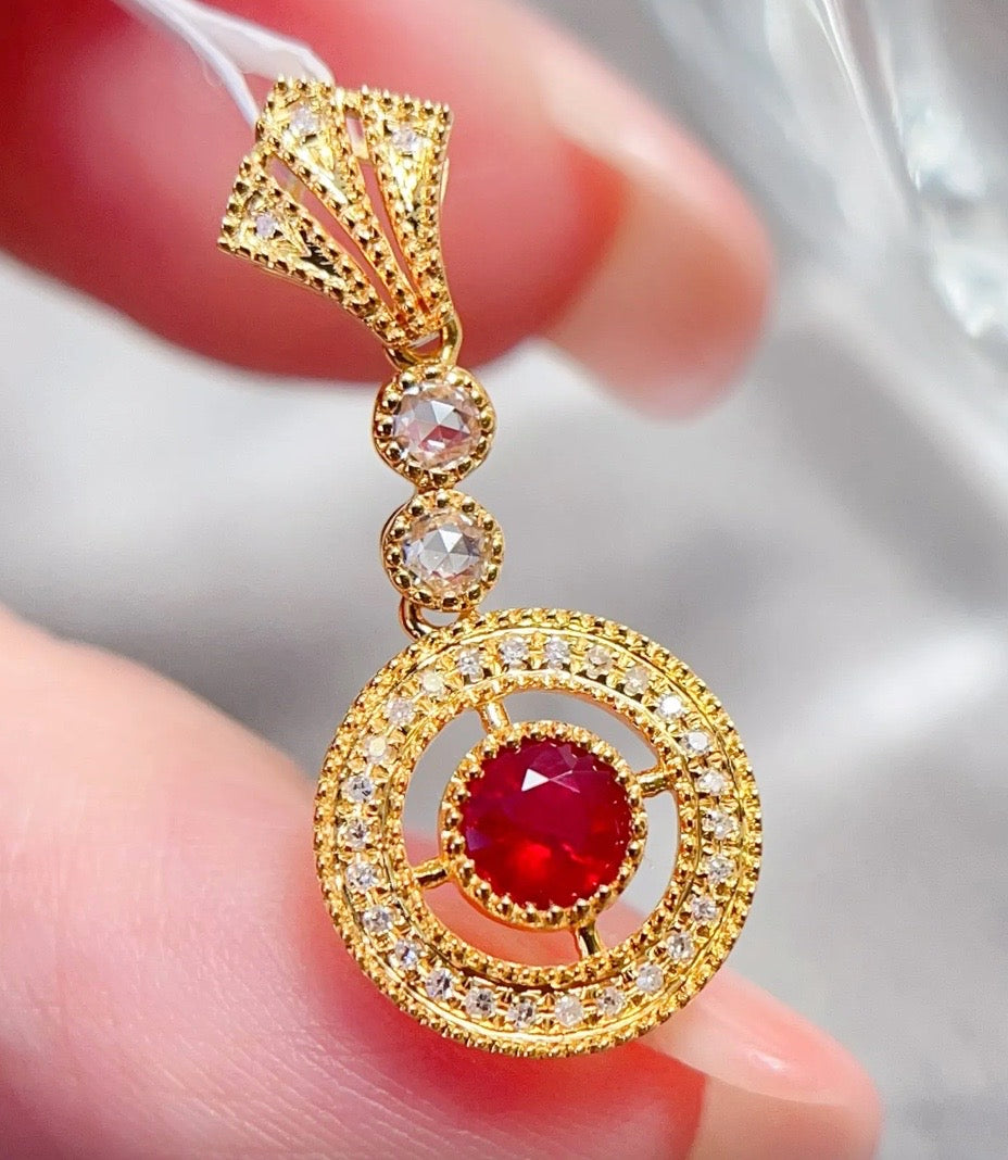 0.35Ct Ruby and Diamond Pendant Necklace Solid 18K Yellow Gold, Dainty Ruby & Diamond Pendant Necklace, Dainty Ruby Necklace, Dainty Ruby Pendant, Natural Ruby, Small Ruby Necklace, Small Ruby Pendant, Ruby and Diamond Pendant Necklace Solid 18K Yellow Gold, Ruby & Diamond Necklace, Ruby and Diamond Necklace, Ruby Pendant Necklace, Natural Ruby Necklace, Genuine Ruby, Burma Ruby, Natural Ruby, Pigeon Blood Ruby, Authentic Ruby Pendant Necklace, Authentic Ruby Necklace, Natural Ruby Necklace, Dainty Ruby 