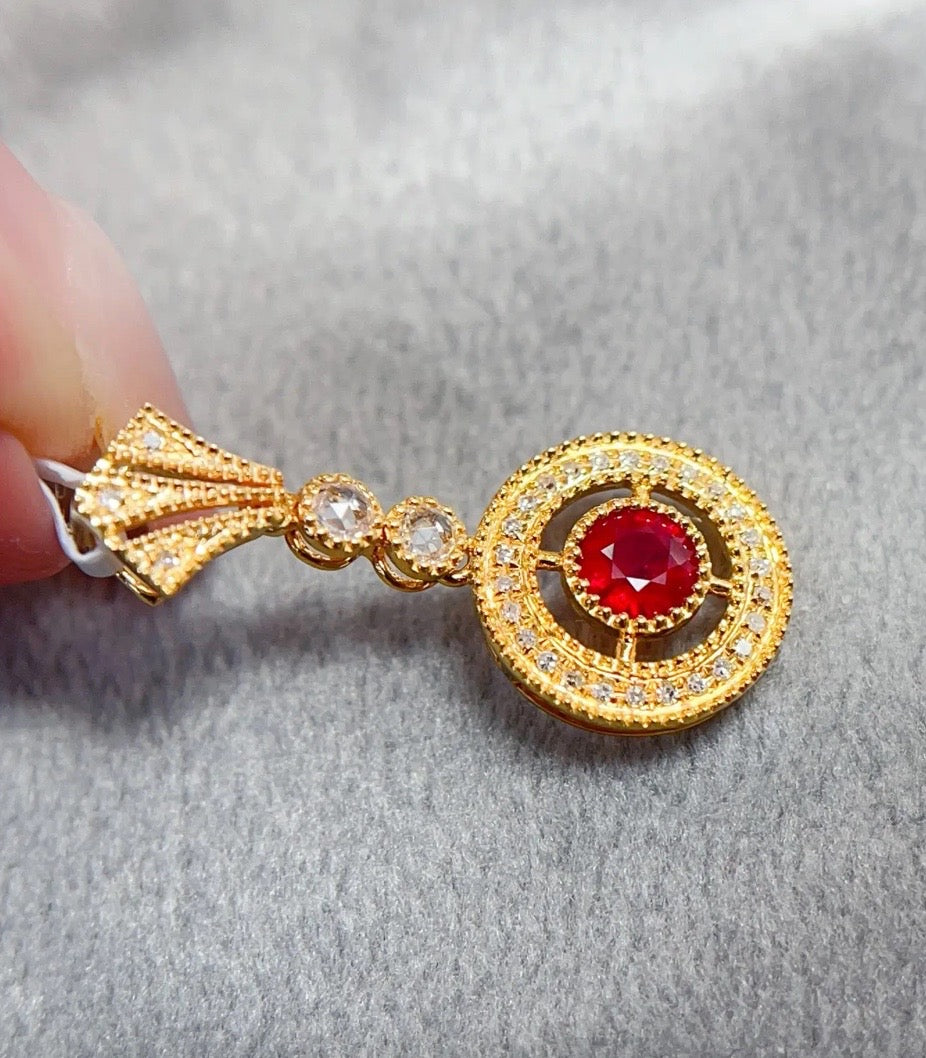 0.35Ct Ruby and Diamond Pendant Necklace Solid 18K Yellow Gold, Dainty Ruby & Diamond Pendant Necklace, Dainty Ruby Necklace, Dainty Ruby Pendant, Natural Ruby, Small Ruby Necklace, Small Ruby Pendant, Ruby and Diamond Pendant Necklace Solid 18K Yellow Gold, Ruby & Diamond Necklace, Ruby and Diamond Necklace, Ruby Pendant Necklace, Natural Ruby Necklace, Genuine Ruby, Burma Ruby, Natural Ruby, Pigeon Blood Ruby, Authentic Ruby Pendant Necklace, Authentic Ruby Necklace, Natural Ruby Necklace, Dainty Ruby 