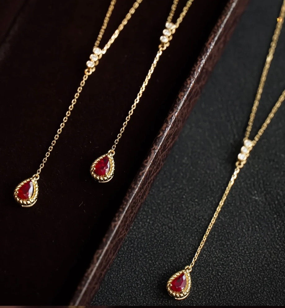 Dainty Ruby and Diamond Pendant Necklace Solid 18K Yellow Gold, Ruby and Diamond Pendant Necklace Solid 18K Yellow Gold, Ruby & Diamond Necklace, Ruby and Diamond Necklace, Ruby Pendant Necklace, Natural Ruby Necklace, Genuine Ruby, Burma Ruby, Natural Ruby, Pigeon Blood Ruby, Authentic Ruby Pendant Necklace, Authentic Ruby Necklace, Natural Ruby Necklace, Women's Ruby Necklace, 18k Yellow Ruby Necklace, July Birthstone Ruby, July Birthstone Ruby Necklace, Anniversary Gift Ruby, Gift For Wife Ruby