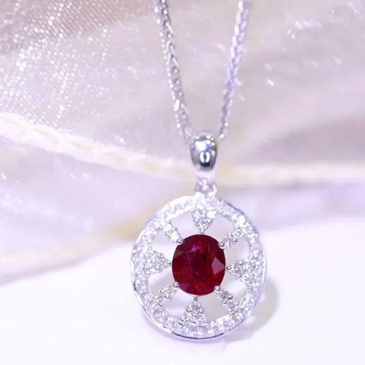 0.65Ct Ruby and Diamond Pendant Necklace 18K White Gold, Ruby and Diamond Pendant Necklace, 18K White Gold, Ruby & Diamond Necklace, Ruby and Diamond Necklace, Ruby Pendant Necklace, Natural Ruby Necklace, Genuine Ruby, Burma Ruby, Natural Ruby, Pigeon Blood Ruby, Authentic Ruby Pendant Necklace, Authentic Ruby Necklace, Natural Ruby Necklace, Women's Ruby Necklace, 18k Gold Ruby Necklace, July Birthstone Ruby, July Birthstone Ruby Necklace, Anniversary Gift Ruby, Natural Ruby Pendant, Natural Ruby