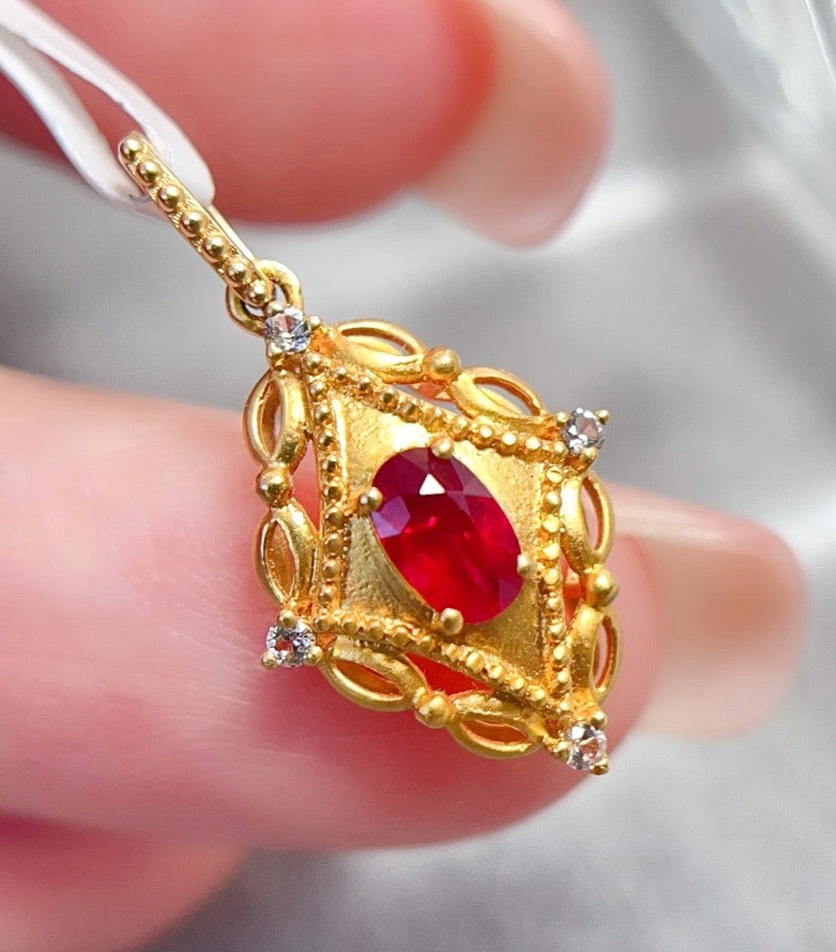 0.30Ct Ruby and Diamond Pendant Necklace Solid 18K Yellow Gold, Ruby and Diamond Pendant Necklace Solid 18K Yellow Gold, Ruby & Diamond Necklace, Ruby and Diamond Necklace, Ruby Pendant Necklace, Natural Ruby Necklace, Genuine Ruby, Burma Ruby, Natural Ruby, Pigeon Blood Ruby, Authentic Ruby Pendant Necklace, Authentic Ruby Necklace, Natural Ruby Necklace, Women's Ruby Necklace, 18k Yellow Ruby Necklace, July Birthstone Ruby, July Birthstone Ruby Necklace, Anniversary Gift Ruby, Gift For Wife Ruby